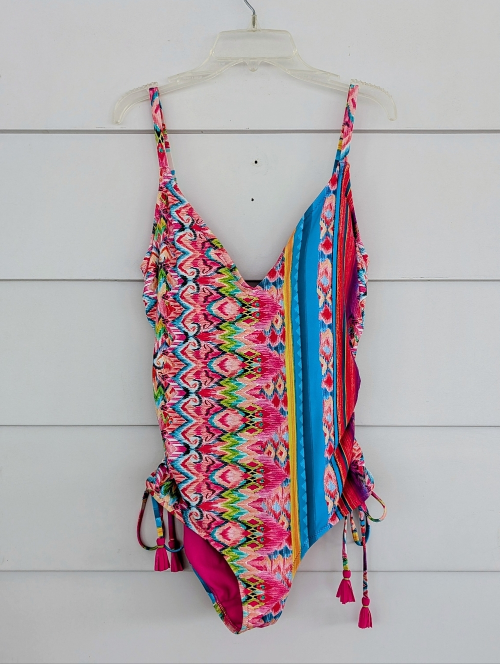 Johnny Was Pink Multicolor One Piece Bathing Suit, L